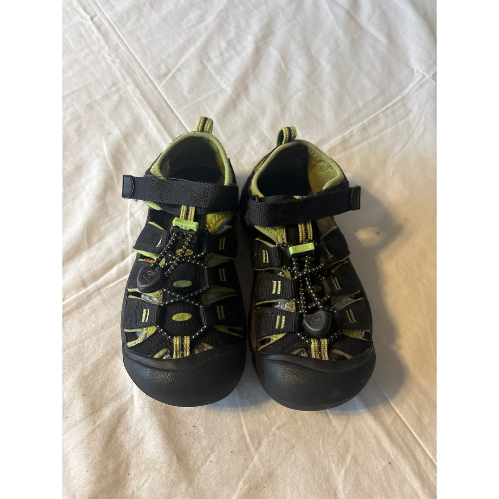 Keen Newport H2 Sandals Kids 1 Black Lime Green Excellent Sport Water Shoes